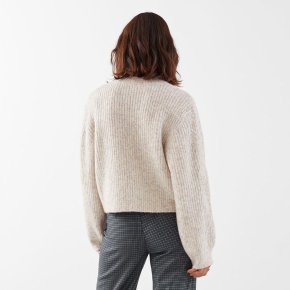 & OTHER STORIES | Button Up Cable Knit Cardigan | Oatmeal/Gray | Small - Picture 3 of 8